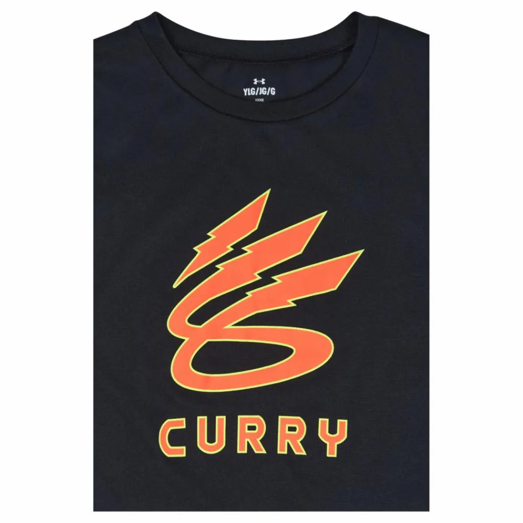 Under Armour KIDS UA CURRY LIGHTNING LOGO SS Svart Discount