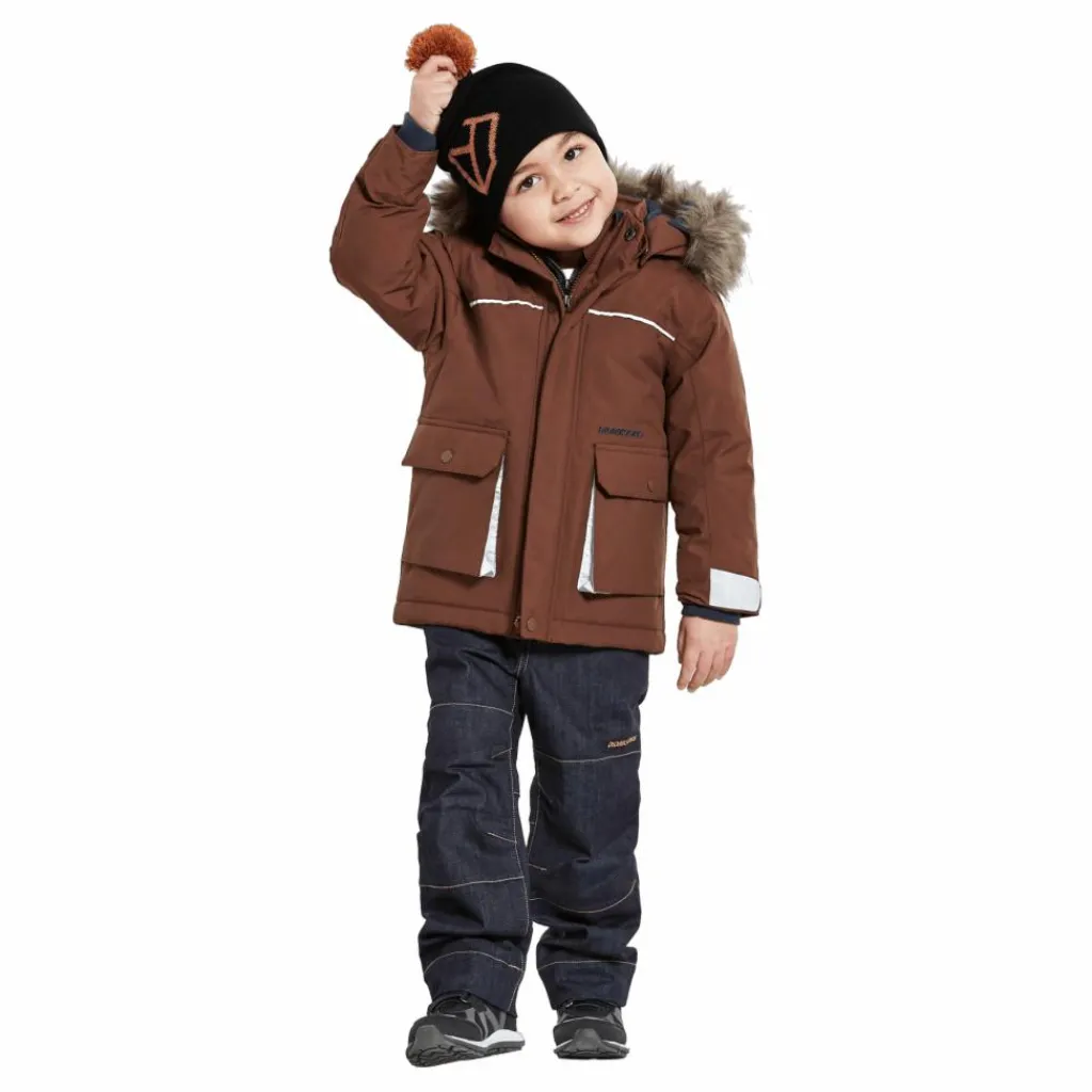 Didriksons Kure Kids Parka 5 Brown Brun Outlet