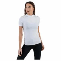 Pieces Kylie Ss T-Neck Top White Vit Outlet