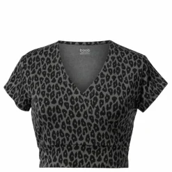 Leo Cropped Top Leo Print Grey/black*Boob Outlet