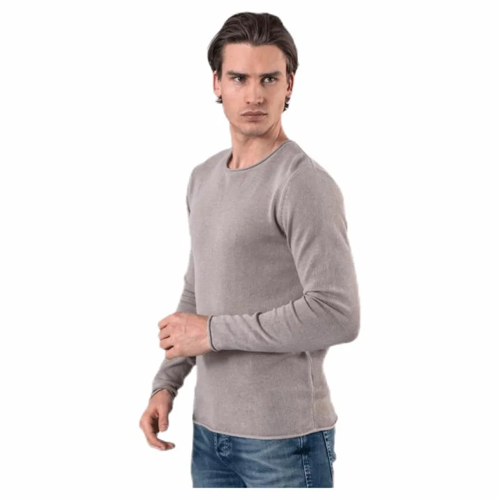 Jack & Jones Linen Knit Crew Neck Grey Grå