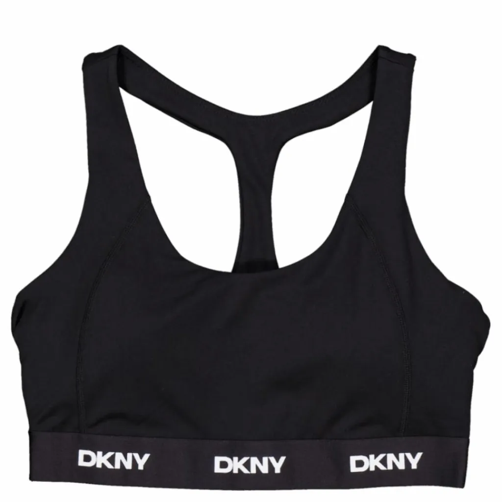 DKNY Sport Logo Elastic Scoop Neck Racerb Black Svart Hot