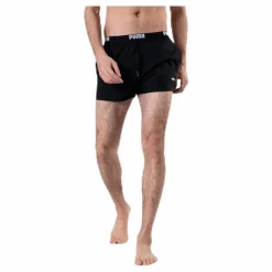 Puma Logo Short Length Swim Shorts Black Svart Best