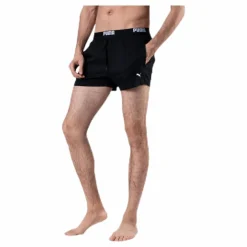 Puma Logo Short Length Swim Shorts Black Svart Best
