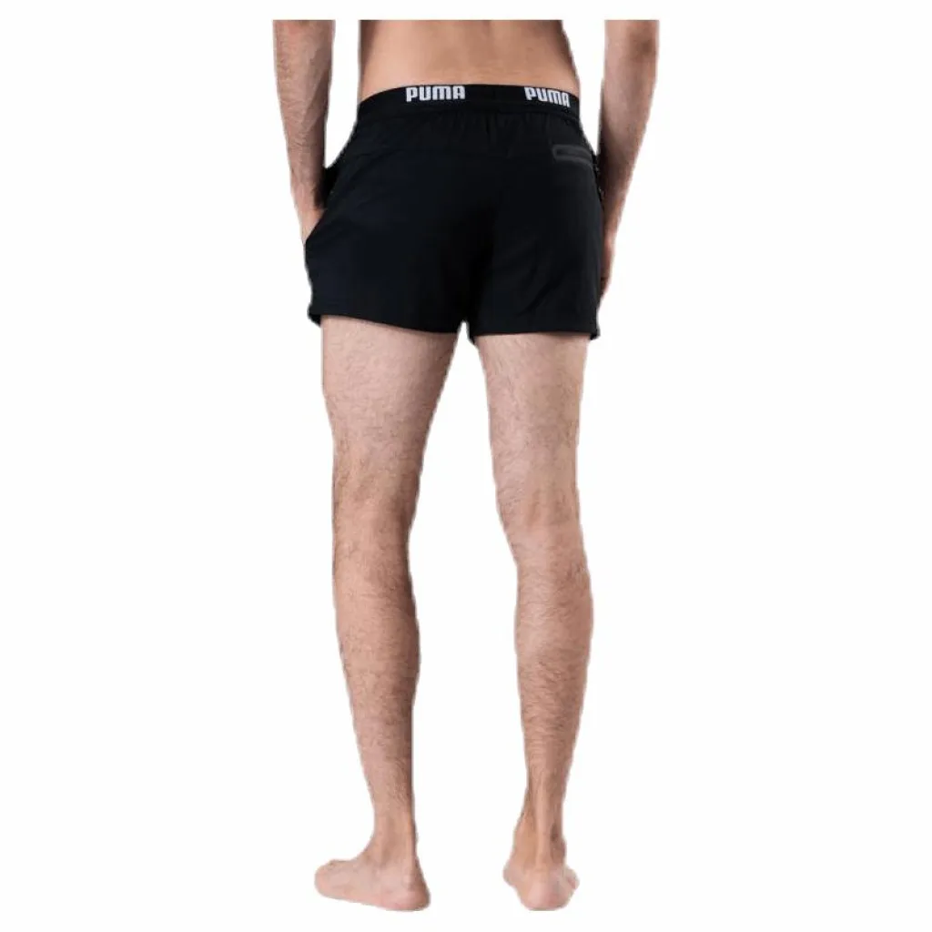 Puma Logo Short Length Swim Shorts Black Svart Best