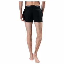 Puma Logo Short Length Swim Shorts Black Svart Best