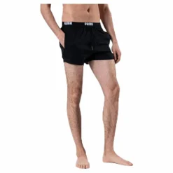 Puma Logo Short Length Swim Shorts Black Svart Best