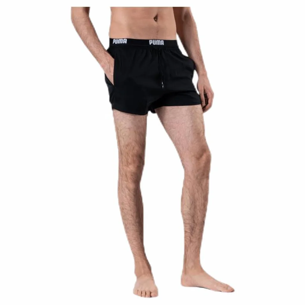Puma Logo Short Length Swim Shorts Black Svart Best