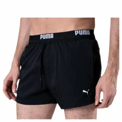 Puma Logo Short Length Swim Shorts Black Svart Best