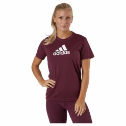 adidas Logo Sport T-Shirt Victory Crimson / White Brun New