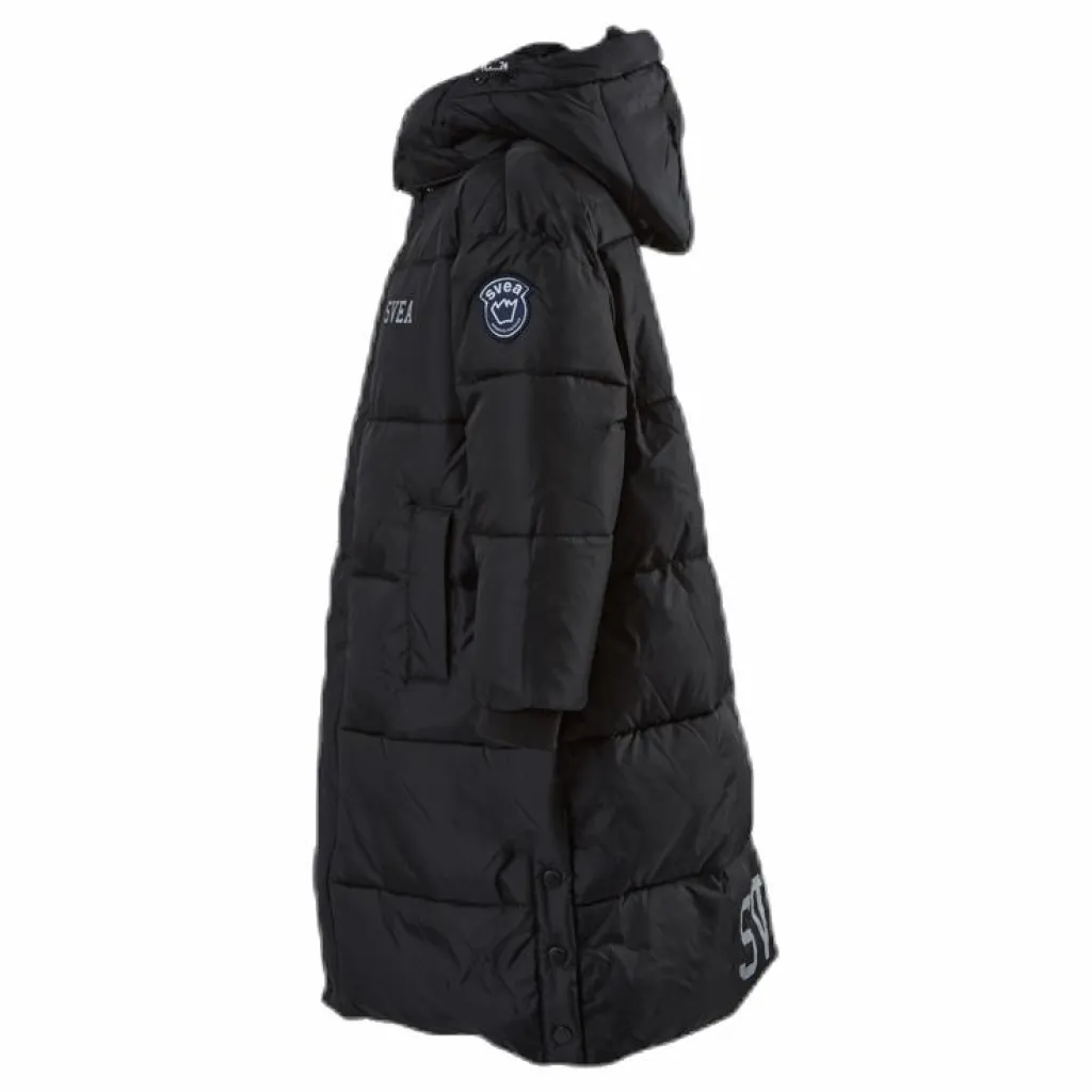 Svea Long Puffer Coat Junior Black Svart Hot
