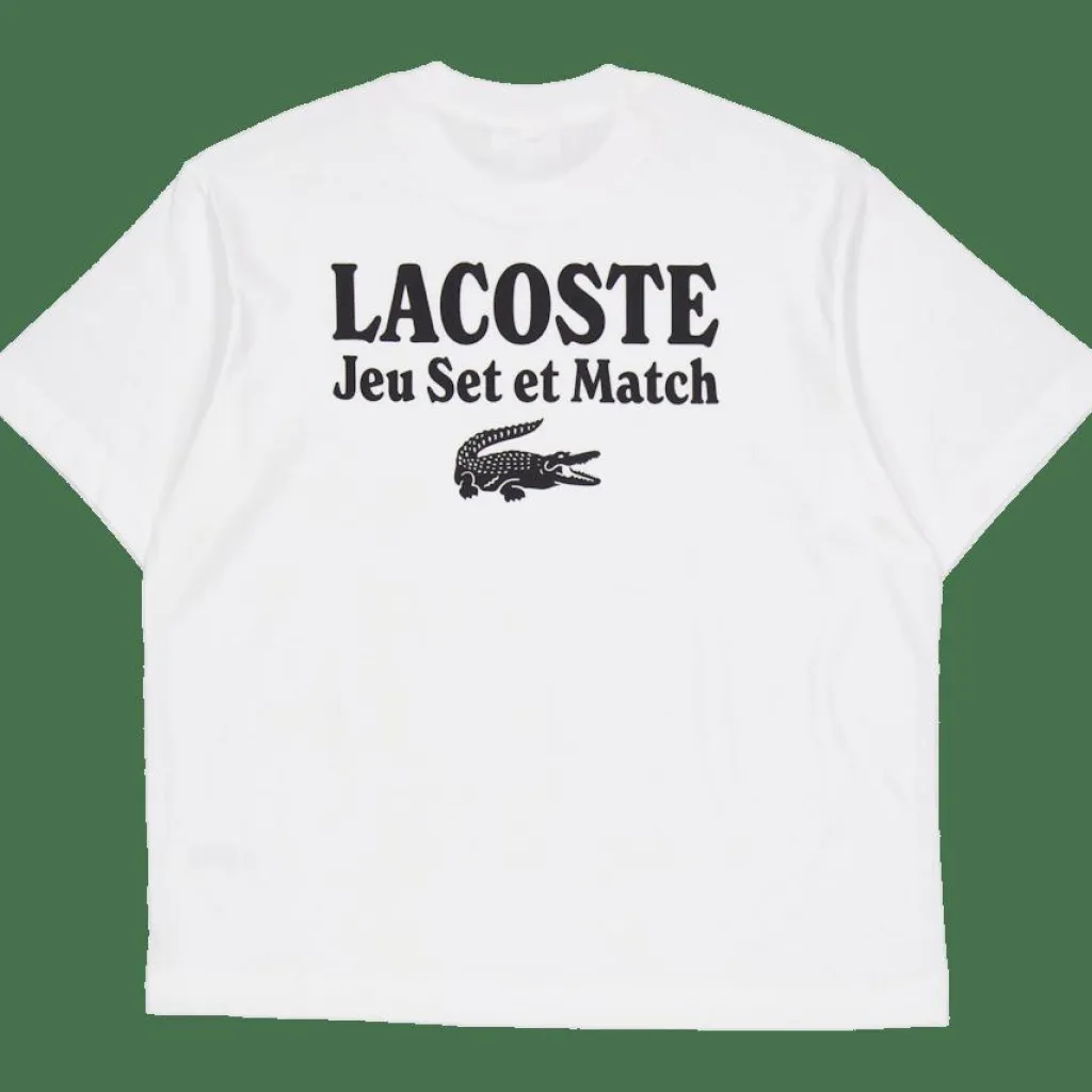 Lacoste Loose Fit Heavy Jersey Printed 001 White Discount