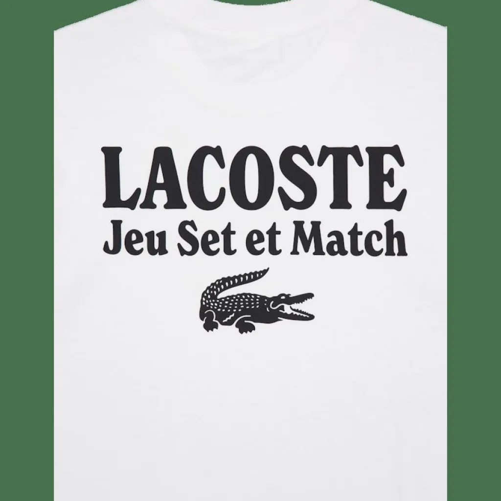 Lacoste Loose Fit Heavy Jersey Printed 001 White Discount