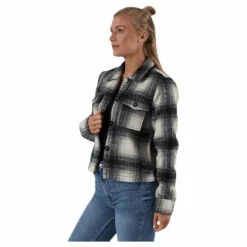 Only Lou Short Check Jacket Cc Otw Grey Grå Online