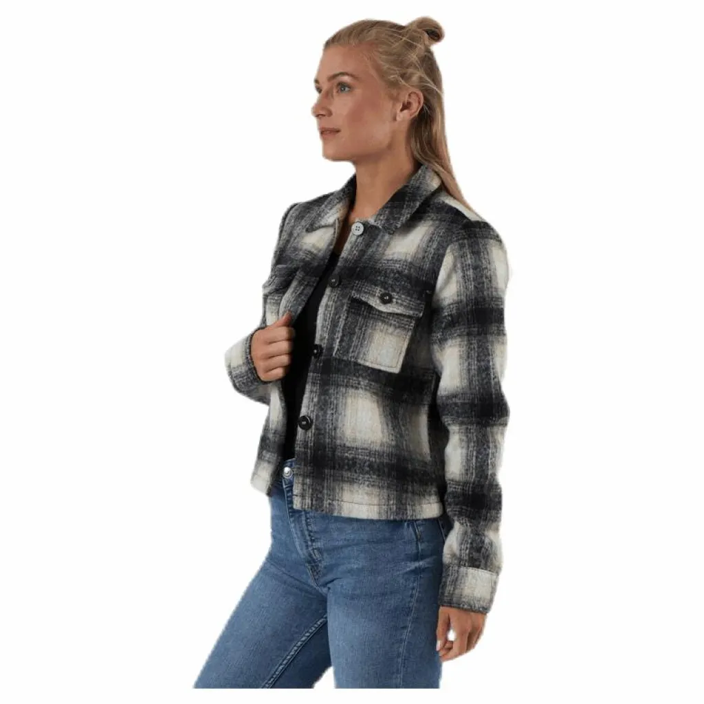 Only Lou Short Check Jacket Cc Otw Grey Grå Online