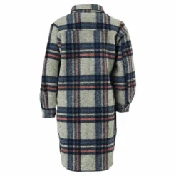 Kids Only Lou-Lou L/S Check Long Shacket Grey Grå Sale