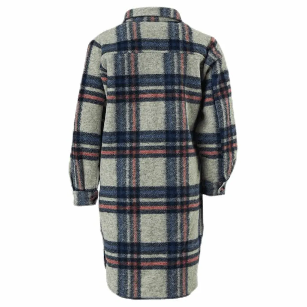 Kids Only Lou-Lou L/S Check Long Shacket Grey Grå Sale