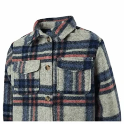 Kids Only Lou-Lou L/S Check Long Shacket Grey Grå Sale