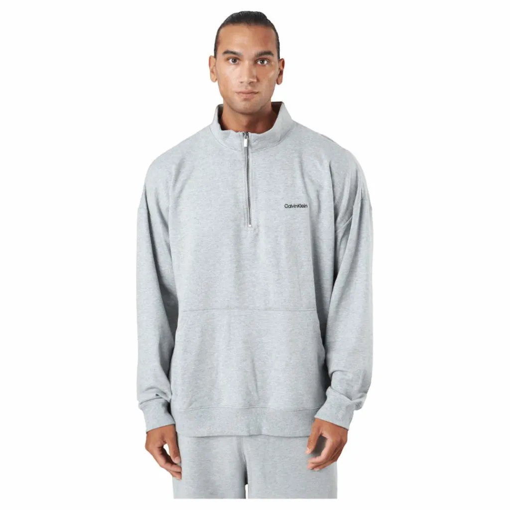 Calvin Klein L/s Quarter Zip Grey Heather Grå Sale