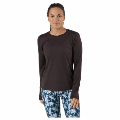 Maje W Melange L-s Tee Black Bean*Endurance Best