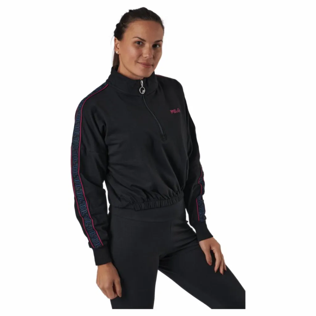 Fila Maribel Cropped Half Zip Shirt Black Svart New