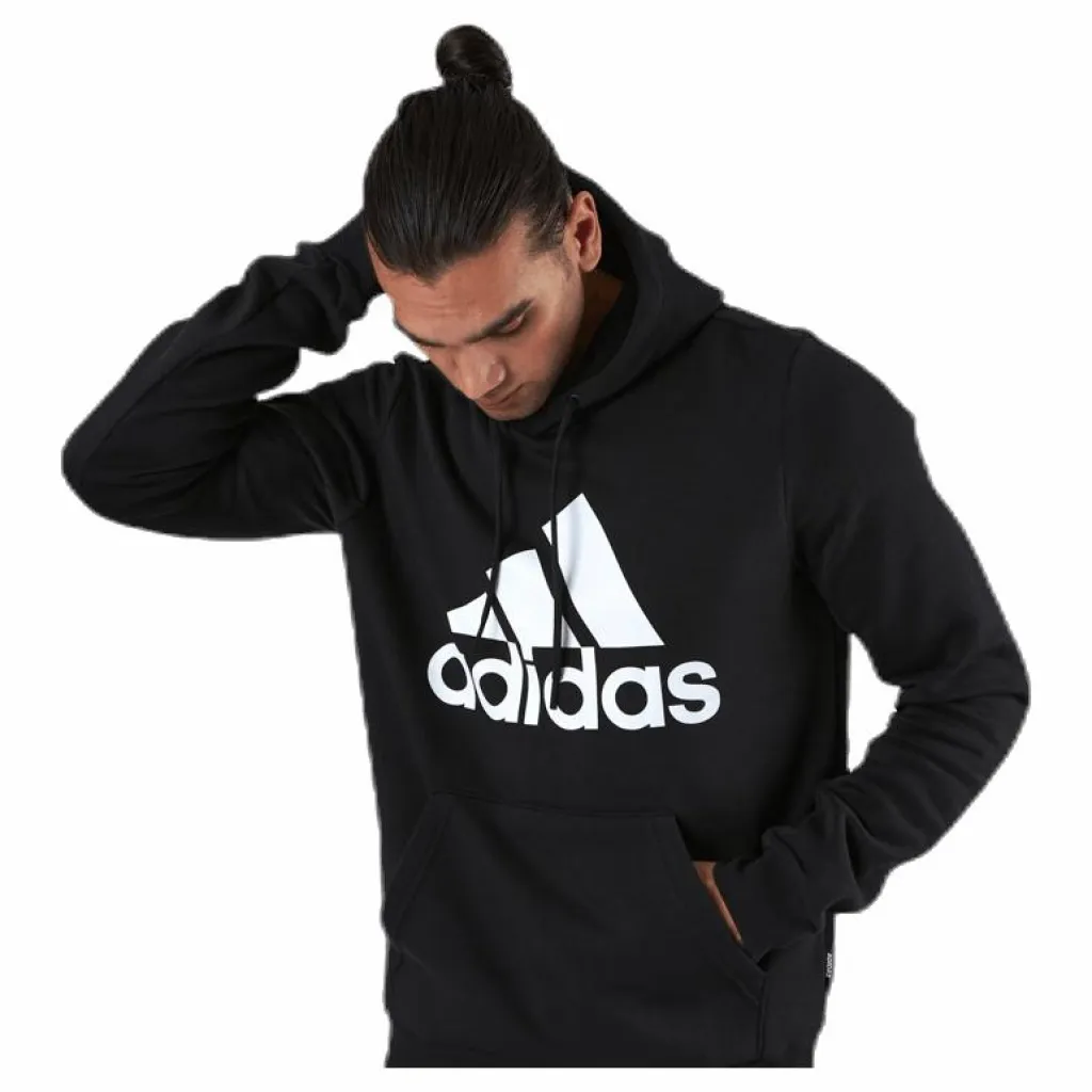 adidas Mens Badge Of Sport Fleece Hoodie Black Svart Clearance