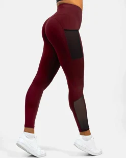 Mesh Pocket Leggings Dark Burgundy*Gavelo