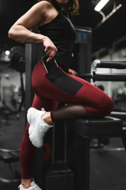Mesh Pocket Leggings Dark Burgundy*Gavelo