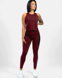 Mesh Pocket Leggings Dark Burgundy*Gavelo