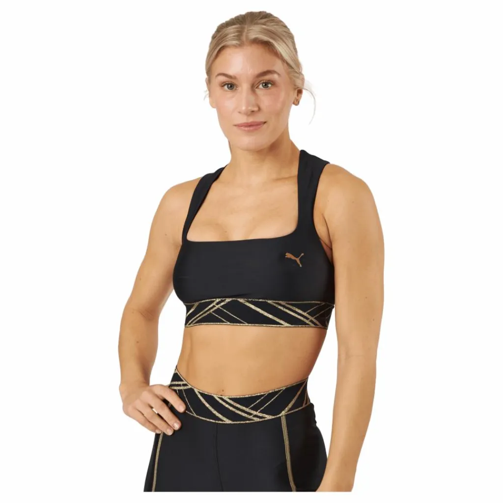 Mid Impact Deco Glam Bra Black-deco Glam*Puma Best