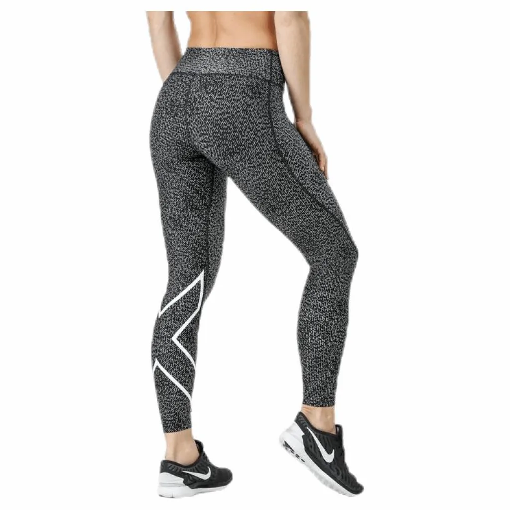 Mid-Rise Compression Print Tights W White/Black*2XU Clearance