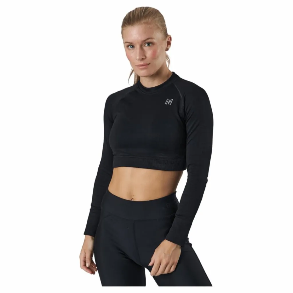 Norfolk Molly Seamless Ls Crop Top Black Svart Best