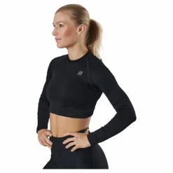 Norfolk Molly Seamless Ls Crop Top Black Svart Best
