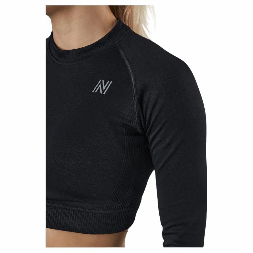 Norfolk Molly Seamless Ls Crop Top Black Svart Best