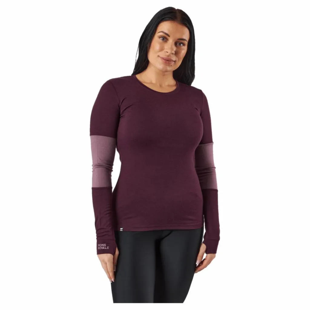 Mons Royale Cornice Long Sleev Wine Red Lila Outlet
