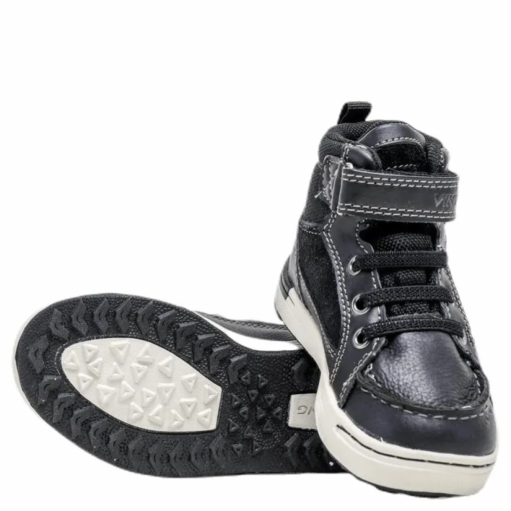 Viking Moss Mid Kids Black Svart Best