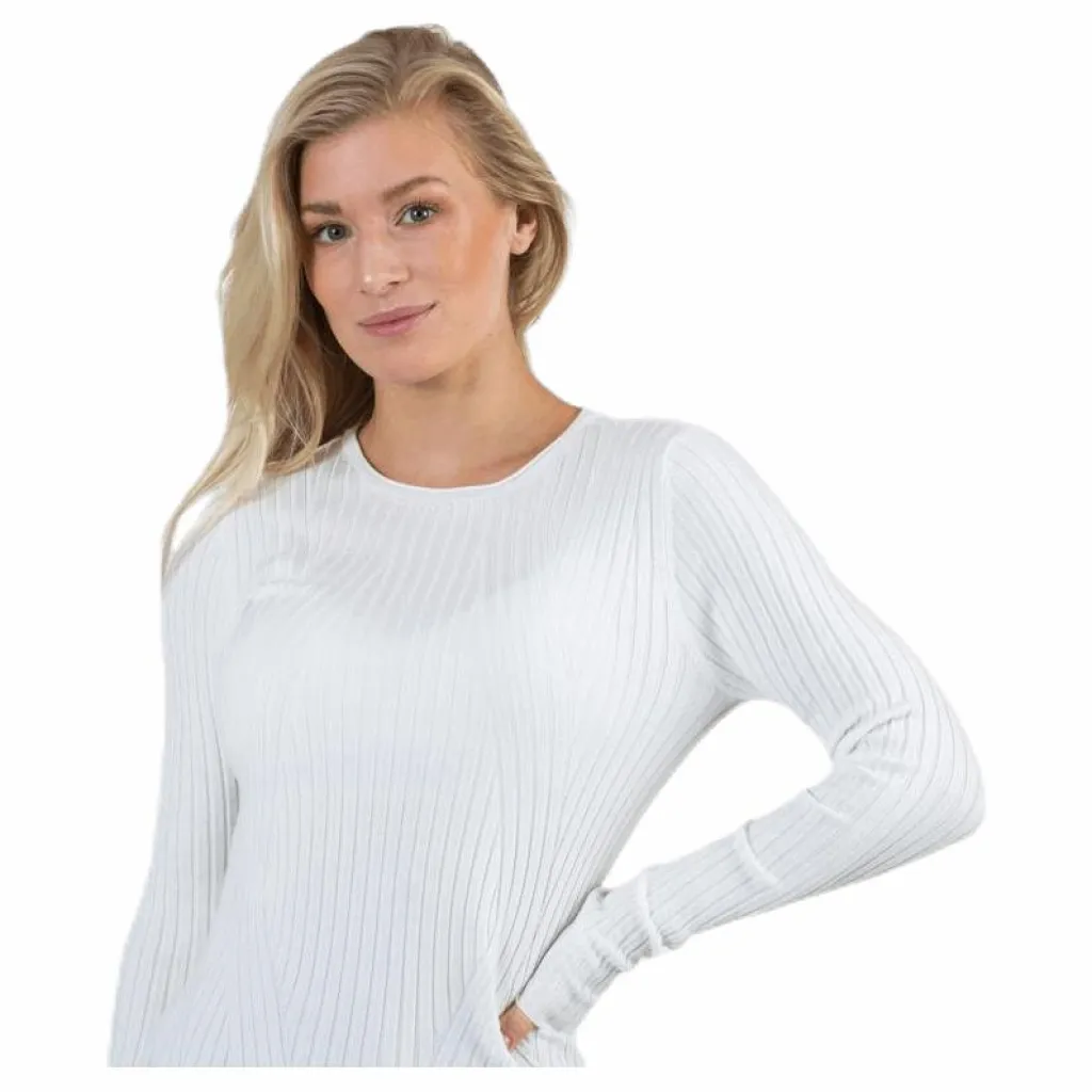 Only Natalia L/S Rib Pullover Knt White Vit Hot