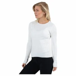 Only Natalia L/S Rib Pullover Knt White Vit Hot