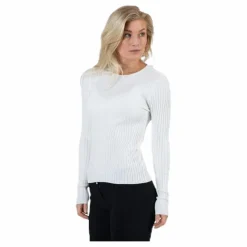 Only Natalia L/S Rib Pullover Knt White Vit Hot