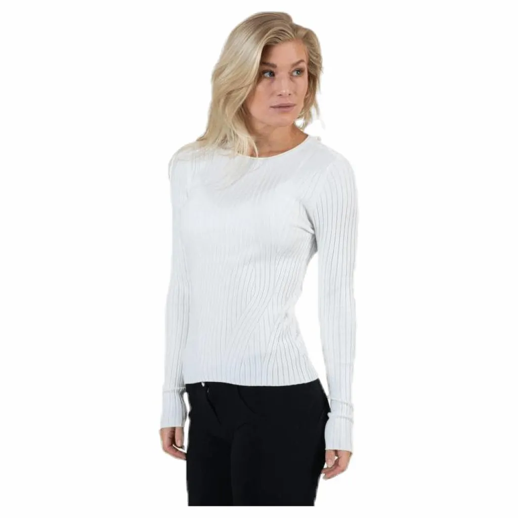 Only Natalia L/S Rib Pullover Knt White Vit Hot