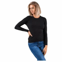 Only Natalia L/S Rib Pullover Knt Black Svart Best