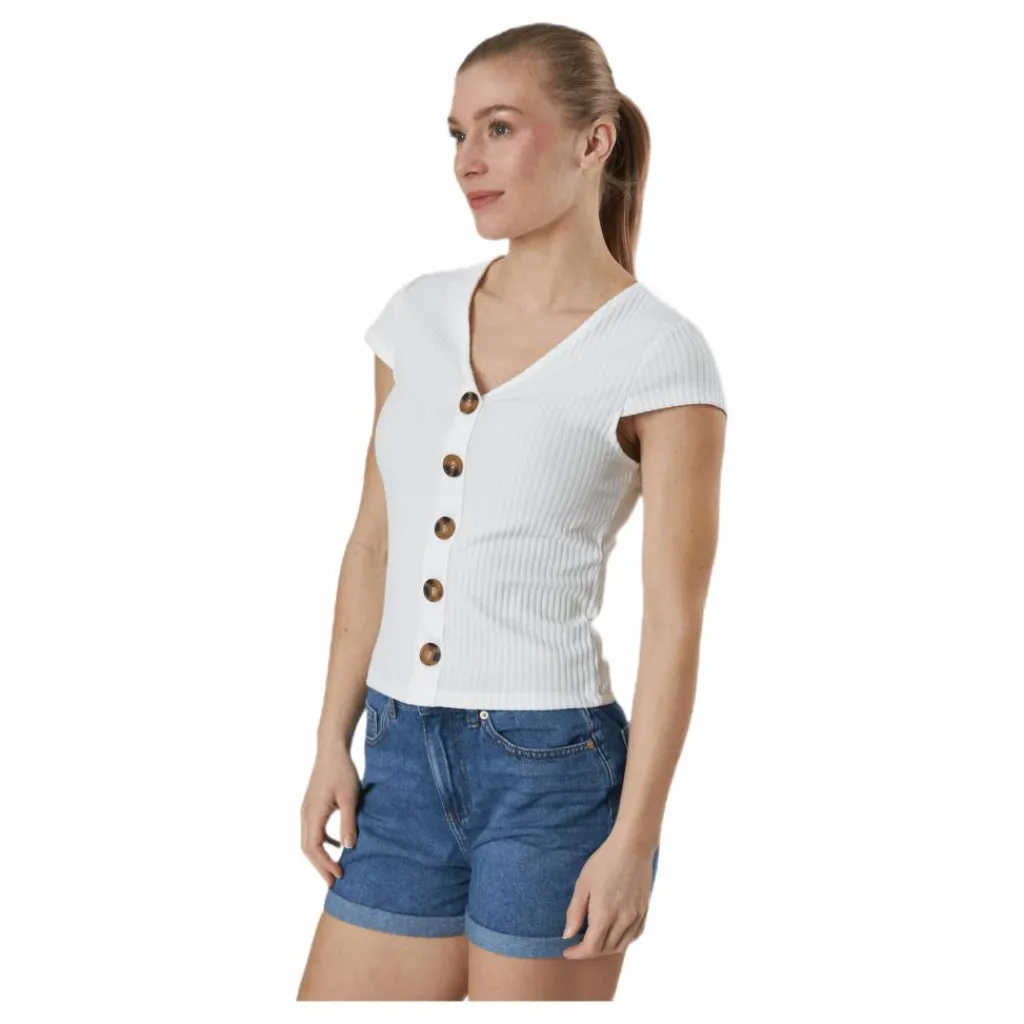 Only Nella S/S Button Top Jrs White Vit New