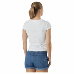 Only Nella S/S Button Top Jrs White Vit New