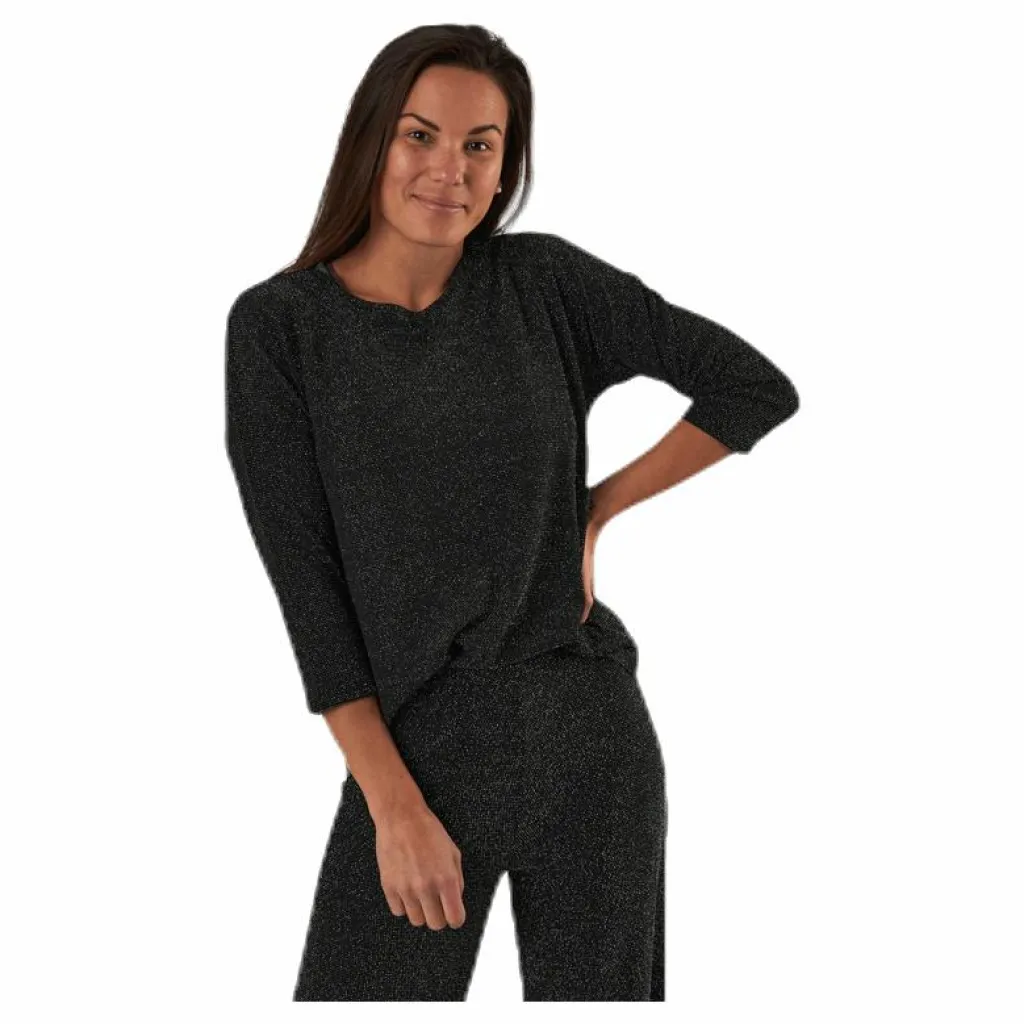 Only New Queen 3/4 Glitter Top Jrs Black Svart Best