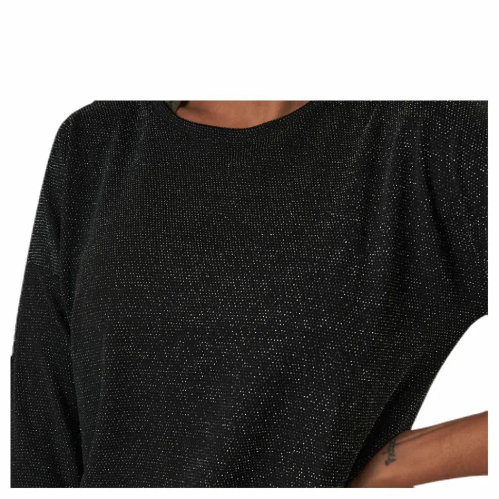 Only New Queen 3/4 Glitter Top Jrs Black Svart Best