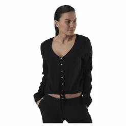 Only Nina Life L/S Tie Shirt Wvn Black Svart Hot