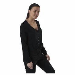Only Nina Life L/S Tie Shirt Wvn Black Svart Hot