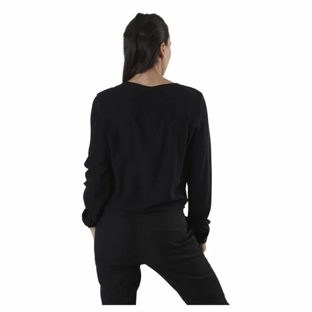 Only Nina Life L/S Tie Shirt Wvn Black Svart Hot