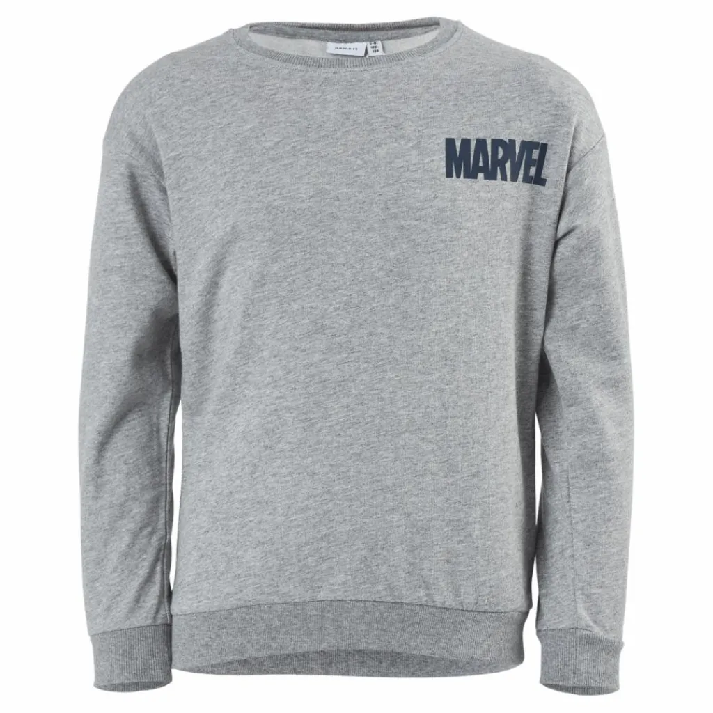 Name It Nkmmarvel Patryc Sweat Bru Mar Grey Melange Grå New