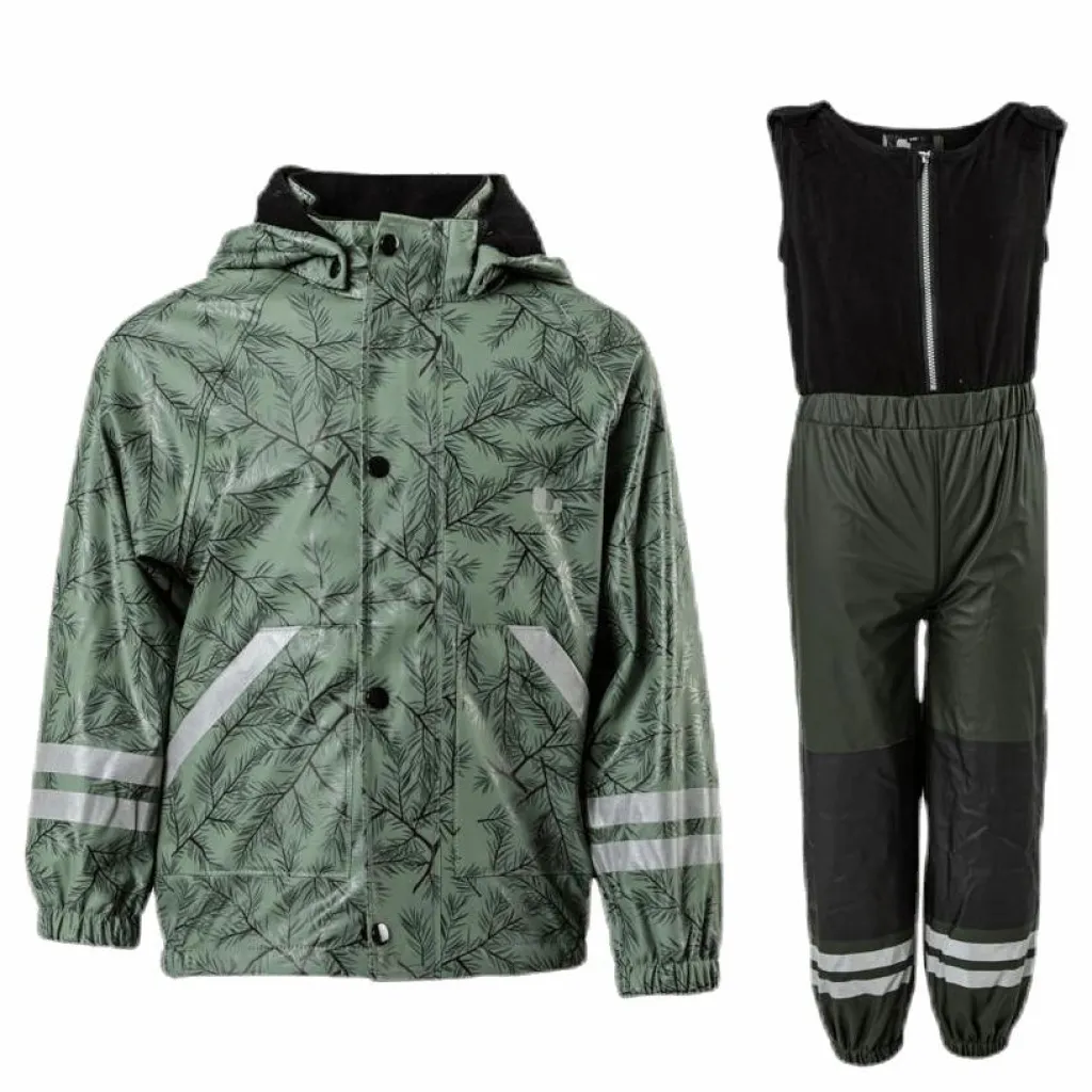 Lindberg Nordskog Fleece-Lined Rain Set Green Grön Best